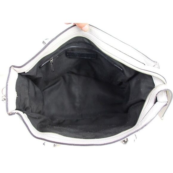 Rebecca Minkoff LIGHT GRAY GENUINE LEATHER SATCHEL SHOULDER BAG X-BODY HANDBAG - Picture 8 of 16